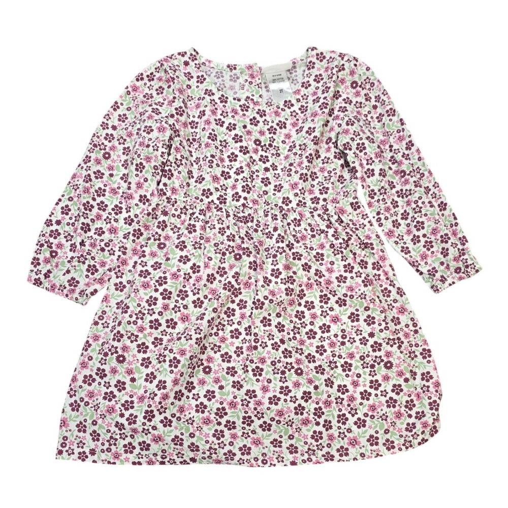 Nicole Miller New York Floral Long Sleeve Cotton Dress Girl's Size 2T White Pink